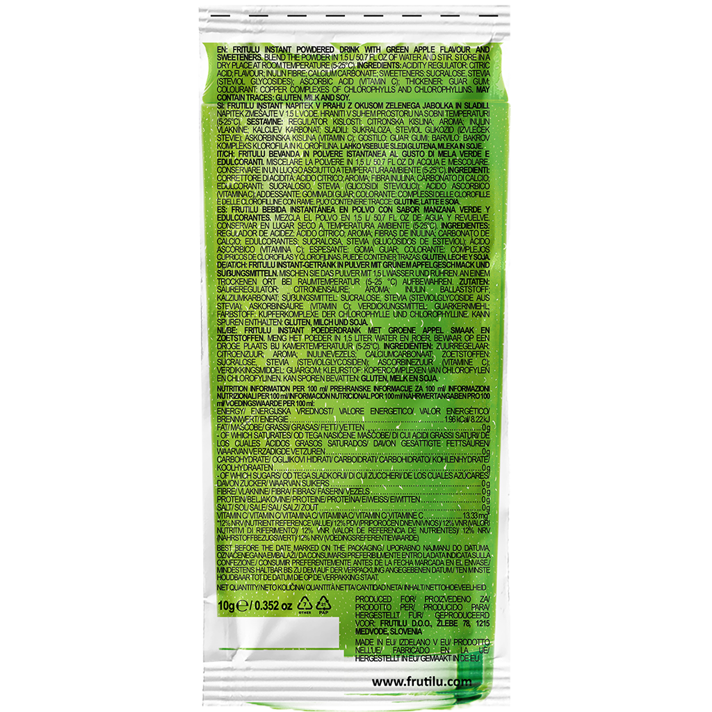 Frutilu becukris gėrimas žaliųjų obuolių skonio - FEN sport nutrition