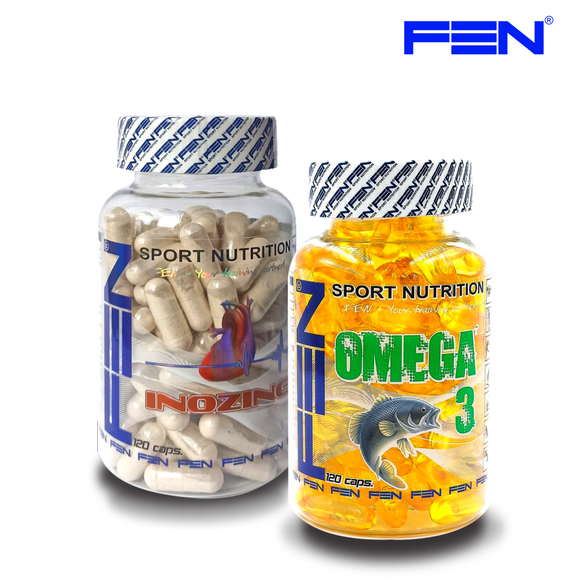 Rinkinys širdžiai FEN Omega 3 + FEN Inosine + geležis - FEN sport nutrition