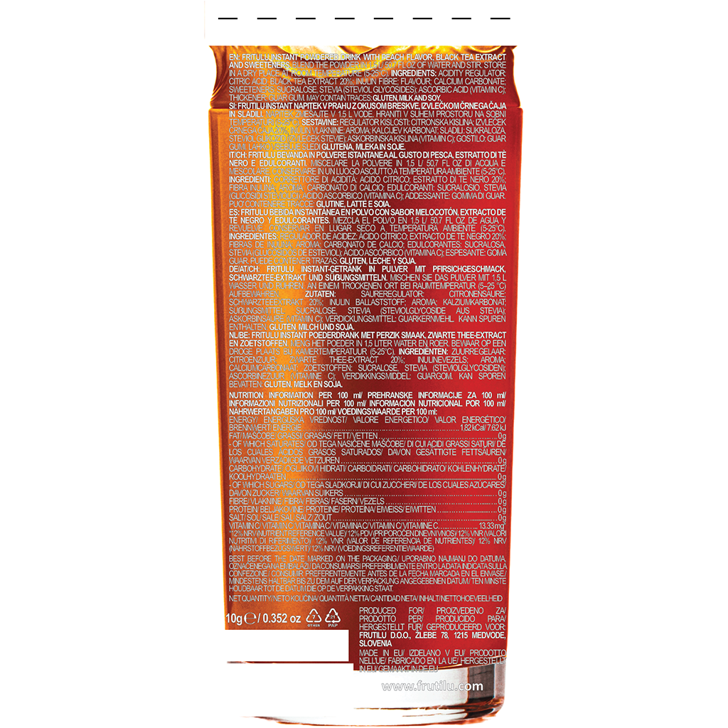 Frutilu becukris gėrimas šaltos persikų arbatos skonio - FEN sport nutrition